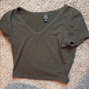 Wild Fable Olive Green V-Neck Crop Top